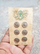 Vintage 6 Boutons Ensemble Enroulé Doré Monté Blason British Guerre Angleterre