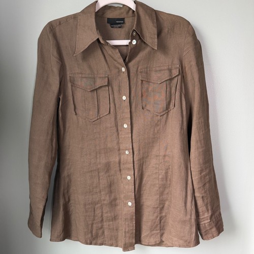 Hennes 100 linen brown button - hennes,