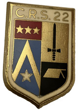 INSIGNE POLICE NATIONALE : " C.R.S. 22 " DRAGO PARIS DOS GUILLOCHE 2 ANNEAUX