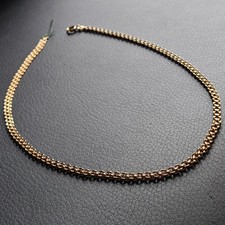 Collier double maille marine fermoir menotte brins soudés plaqué or longueur 40 