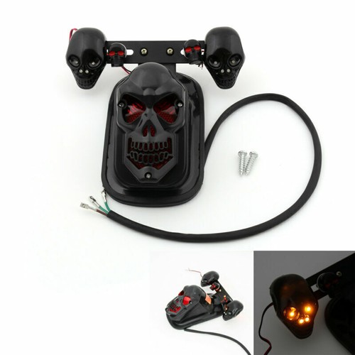 Black motorcycle skull rear - black,