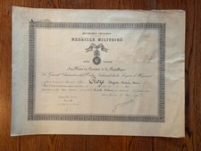 FRANCE WW2 DIPLOME BREVET DE LA MÉDAILLE MILITAIRE COMMIS OUVRIERS MILITAIRES