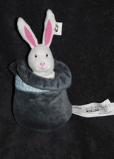 🍀Doudou Lapin Musical Chapeau  IKEA Leka Circus Noir Blanc Rose Peluche TTBE