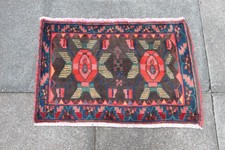 Tapis Oriental En Laine Fait Main Traditionnel Vintage Noir Petit Tapis 55x83cm