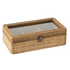 Boîte à Thé 6 Compartiments "Rotin" 34cm Naturel