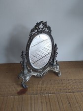 Ancien Miroir de Table Argenté - Époque Napoléon III - Baroque - À Bascule