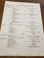 Honda XL250R H MD11 Fiche technique caractéristiques moto service formation 