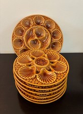 SERVICE 6 ASSIETTES + 1 PLAT - HUITRES COQUILLAGES - CERAMIQUE - BARBOTINVINTAGE