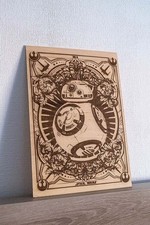 Star Wars poster BB8 en bois gravé