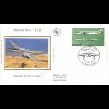 FDC soie - Poste aérienne - Dewoitine 338 - 11/4/1987 Toulouse