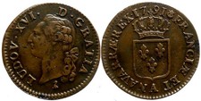 Louis XVI 1 sol 1791 A ( Paris ) (AB180)