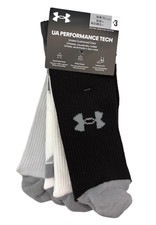 3 Paires Under armour Ua Performance Tech Chaussettes Crew Noir Gris Blanc Homme