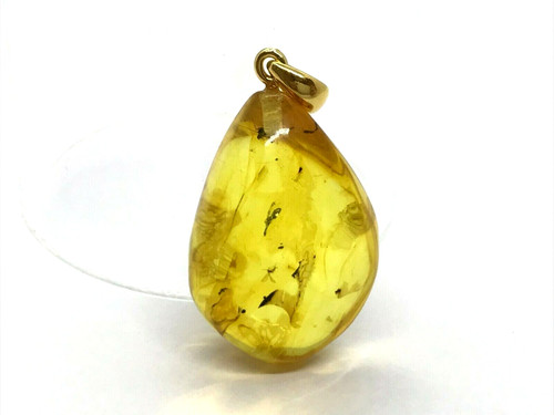 Pendentif ambre insectes - pendentif,