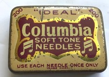 ANCIENNE BOÎTE A AIGUILLES DE GRAMOPHONE COLUMBIA SOFT TONE NEEDLES GRAMOPHONE