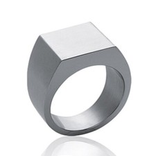 Bague chevalière homme - selle rectangulaire à graver - acier inoxydable