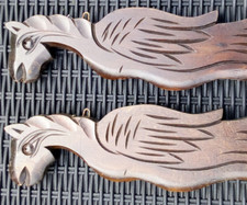 PAIR OF VINTAGE French  WOOD  Carved Ornament finial pediment griffin chimera