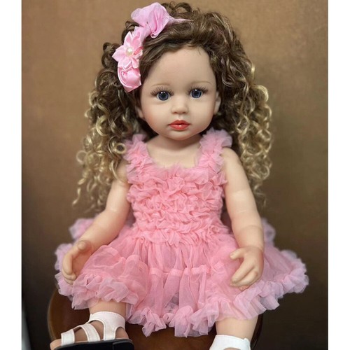 Belle robe rose bouclé 55cm - bouclé,