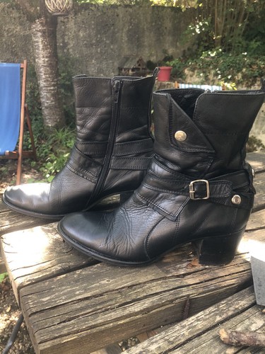 Bottines cuir noir - t38, tbe