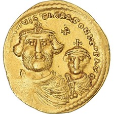 [#1174480] Heraclius, with Heraclius Constantine, Solidus, 613-641, Constantinop