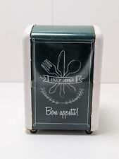 ⬜ Distributeur de serviette en papier couleur blanche et verte Enjoy Dinner !