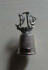 Dé à coudre enfant de collection  en métal argent étain -  La Caravelle n°5