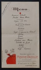 MENU publicité Menthe Pastille Giffard Angers illustrateur Dransy restaurant car