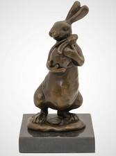 Sculpture en Bronze Lapin Avec Enfant Pâques Jeune