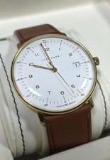 Montre à quartz Junghans Max Bill 38 mm cadran blanc or PVD réf. 041/7872.00
