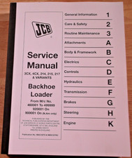 JCB 3CX 4CX 214 215 217 Tractopelle Chargeur Service Magasin Réparation Manuel