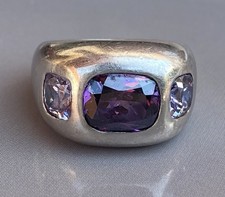 Très belle bague argent Ti Sento Amethyste bijou ring silver créateur signée 53