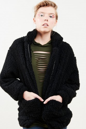 Teddy bear jacket - jacket,, black,