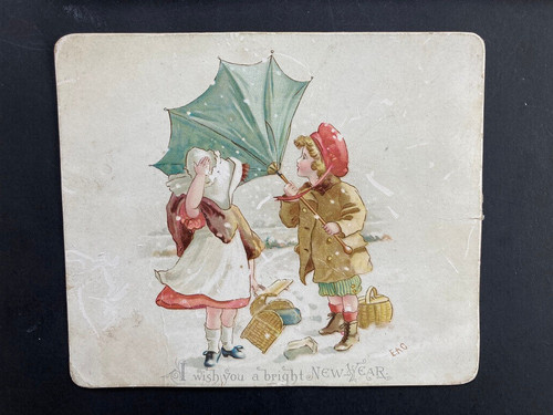 Victorian new year card boy - new,