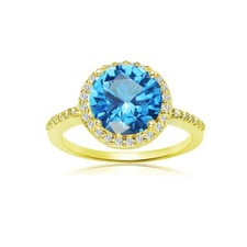 Rond Halo Simulé Topaze Bleu