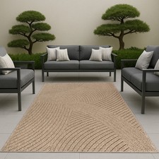 Tapis intérieur/extérieur avec motif ondulé beige