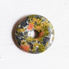 Donut pendentif UNAKITE 30mm Pierre naturelle Lithothérapie Rond Énergie