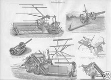 Mähmaschinen Barre de Faucheuse Tondeuse Gravure sur Bois De 1905