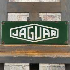 Plaque émaillée JAGUAR 11,8x3,9" (30x10cm) rare petit décor unique en porcela...