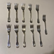 11 fourchettes à dessert a café en métal argenté frionnet modèle coquille