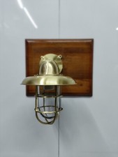 Ancienne applique murale d'extérieur shopping laiton satiné avec abat-jour et...