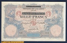 Algérie 1000 Francs 16/7/1892 N.54 183 sur 100 francs Bleu et Rose SPL Algerie