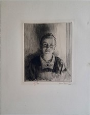 Jeune femme de Huelgoat par Grandgerard Lucien-Henri Pointe sèche et eau-forte