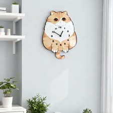 Horloge murale à pendule Adorable chat avec queue oscillante pour chambre