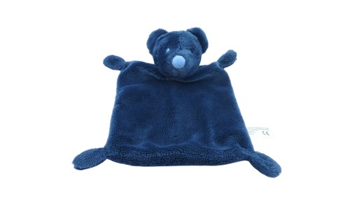 Doudou ours plat bleu nez