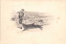 Algérie - Femme et peau de panthère sur une terrasse - CARTE PRÉCURSEUR - Ed. in