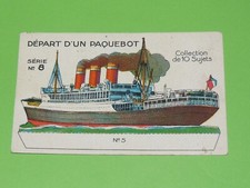 CHROMO DECOUPAGE 1932 CHOCOLAT REVILLON DEPART PAQUEBOT SERIE 8 #5