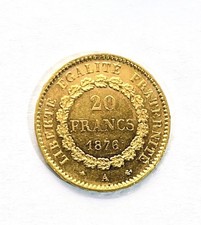 20 francs or génie 1876 Sup
