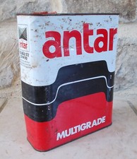 Vintage ANTAR Multigrade Oil can tin old antique France canister red vtg garage