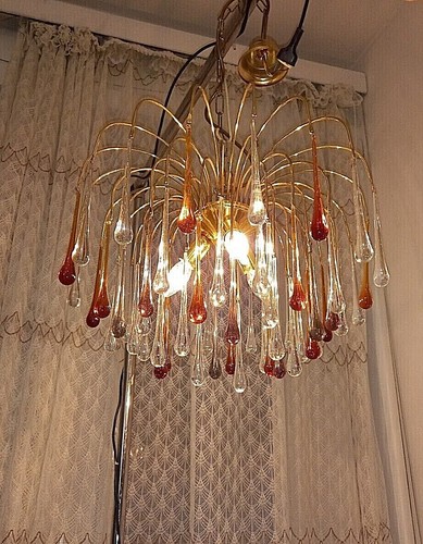 Lustre murano laiton gouttes - lustre,