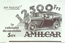 Publicite Auto Amilcar 5cv