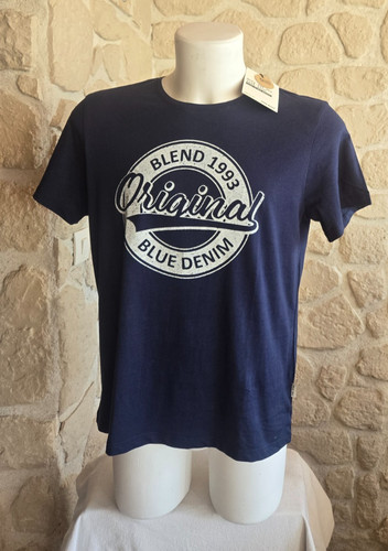 Tee shirt bleu marine - , blanc